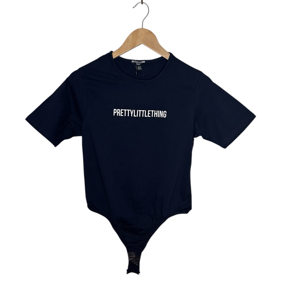 New Women's Prettylittlething Navy Cotton Plus‎ Size Bodysuit Size 12 and 16